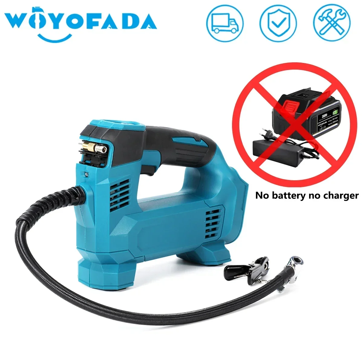 WOYOFADA Cordless Portable Electric Air Pump Car Tire Inflator Air Compressor For Car Bicycle Tires Balls For Makita 18V Battery gogobest gm27 electric bike 27 5 3 0 inch fat tires 48v 350w mid motor 25km h max speed 10ah battery 50km max range dual hydraulic disc brake blue