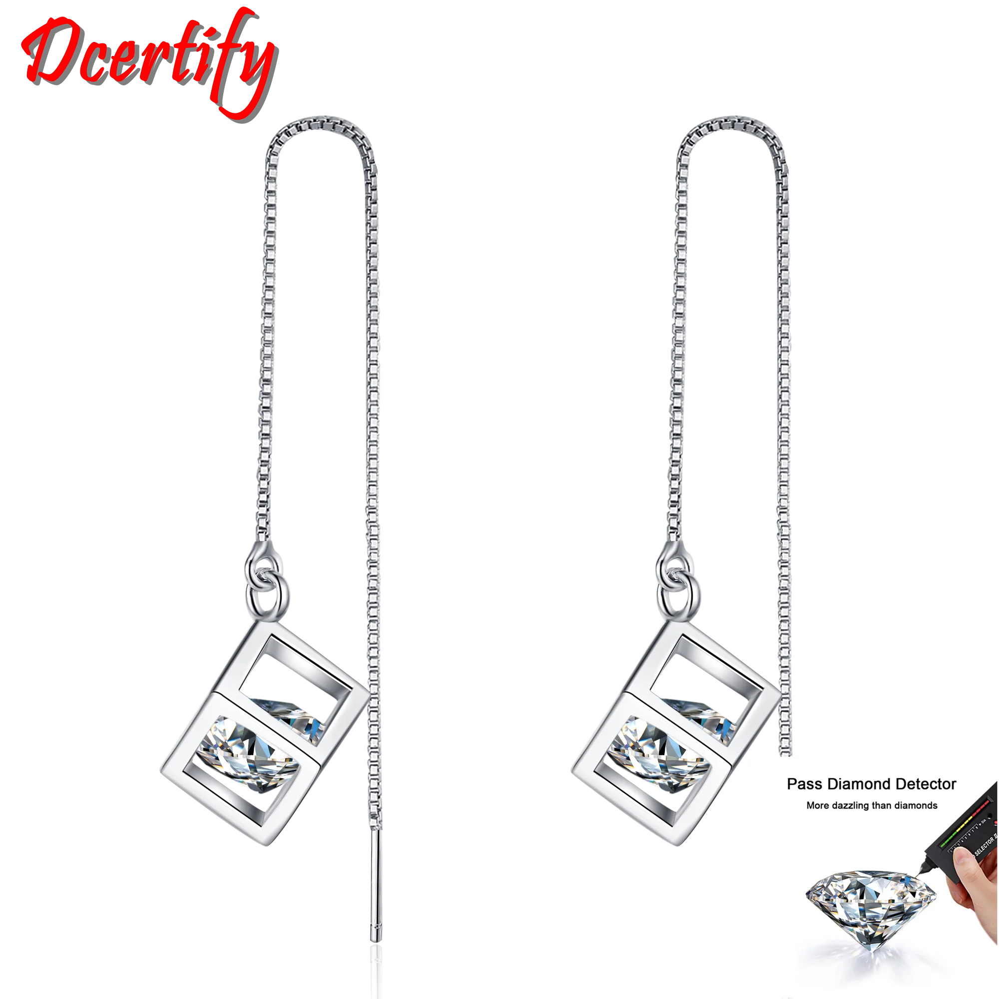 

0.5-2CT/Piece Moissanite Drop Earrings 10K White Gold Engagement Earrings Test Natural D Color Brilliant Forever