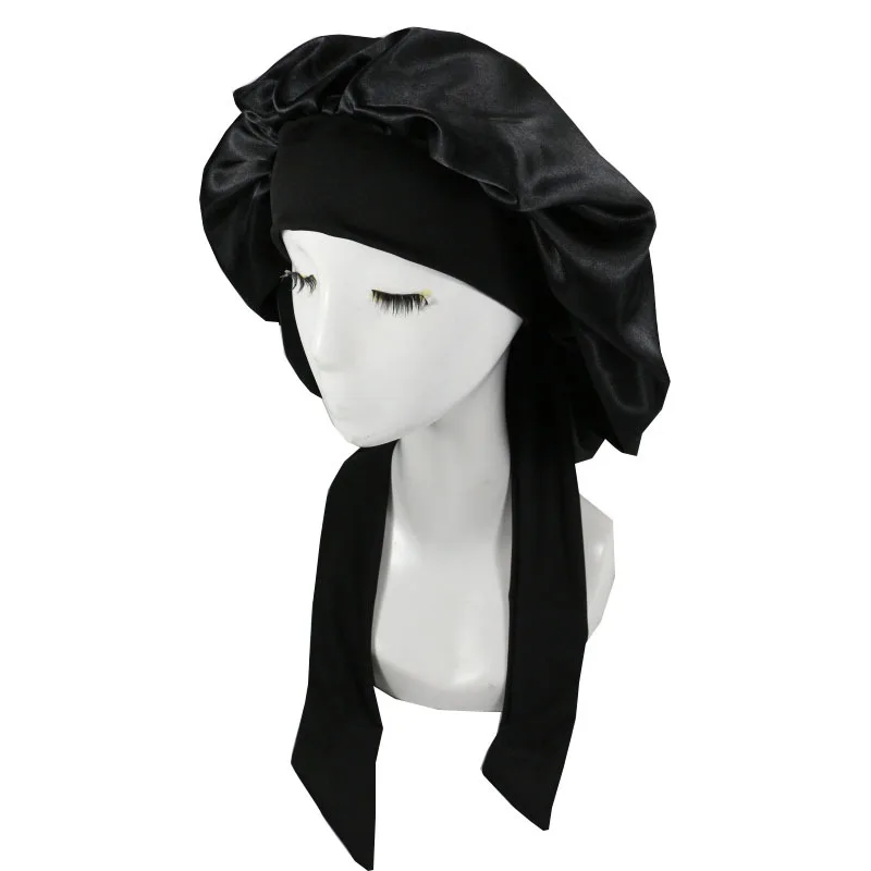 Women Satin Solid Sleeping Hat Night Sleep
