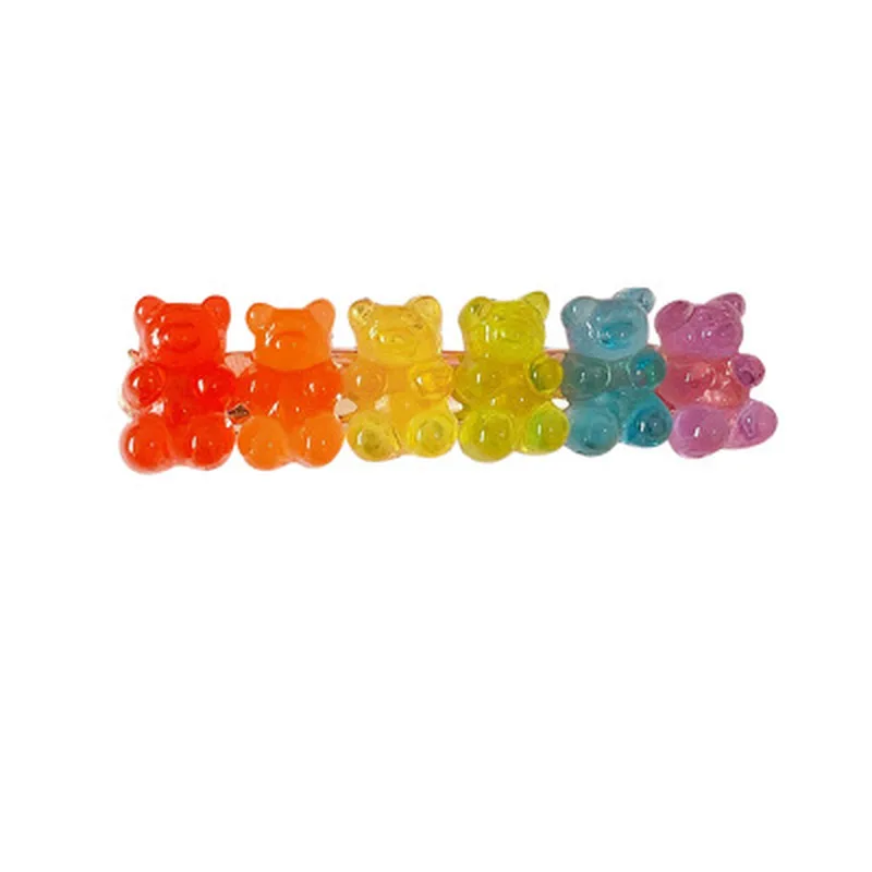 2022 New Korean Style Candy Jelly Bear Hair Clips for Girls Barrette Headwear  Hairpins Fashion Hair Accessories 2022 new kids jelly shoes girls princess shoes summer girls bow fish mouth jelly sandals baby toddler pink shoes fit 2 7y