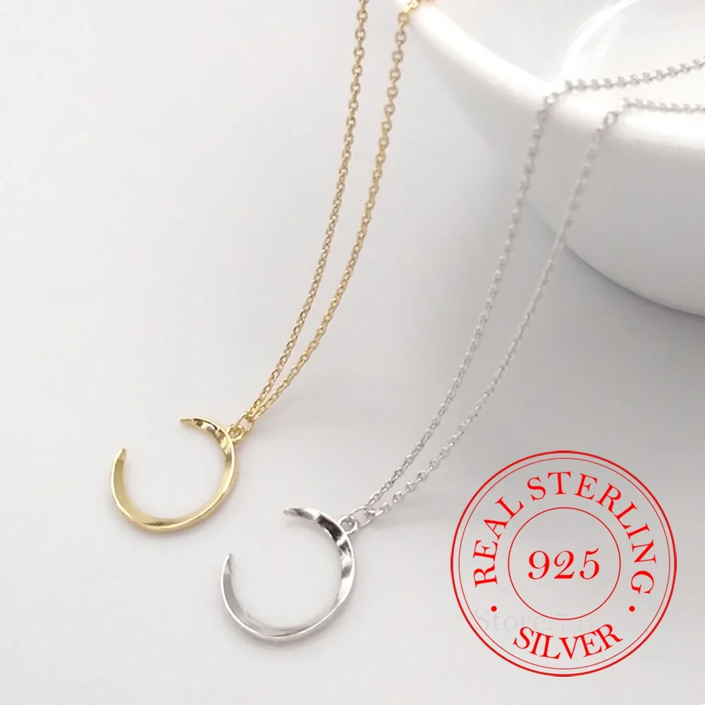 

Женское короткое ожерелье-чокер из серебра 100% пробы с кулоном в виде Луны