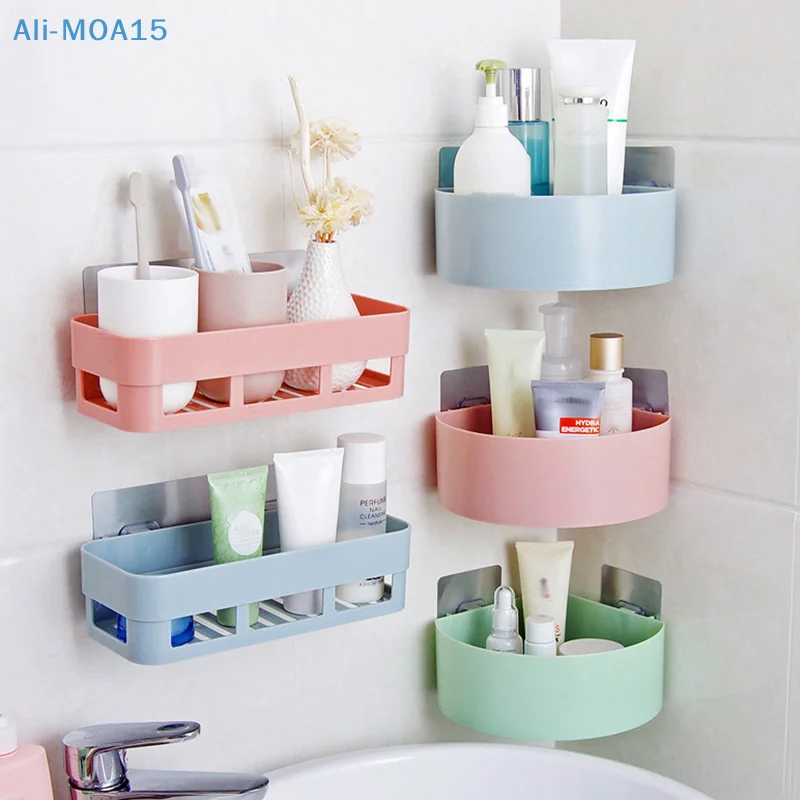 

Wall Mounted Bathroom Shelf Durable Suction Cup Corner Drainage Shelf Dish Sponge Storage Rack Holder For Kitchen Organizer