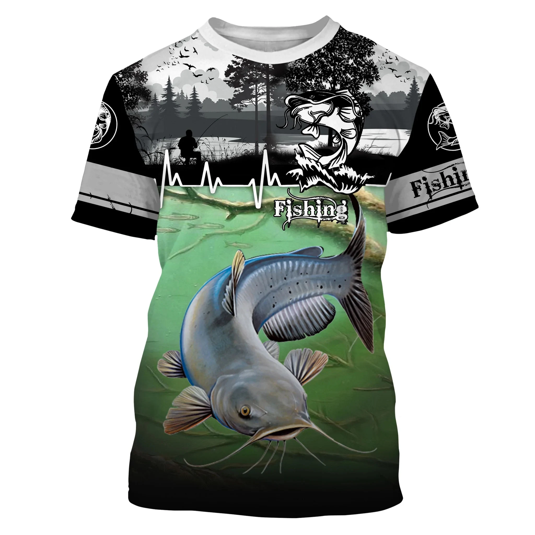 Catfish Fishing Camo Customize 3D Printed Mens t shirt Cool Summer Casual  style Unisex T-shirt gift for fisherman