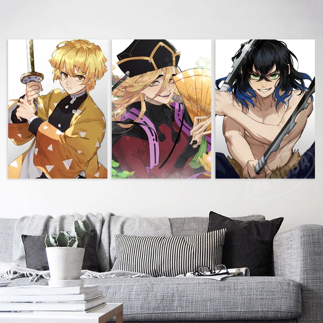 Papier peint de peinture, Anime Manga Demon Slayer Blade, affiche de papier  peint, décor de maison, images modulaires sur toile - AliExpress