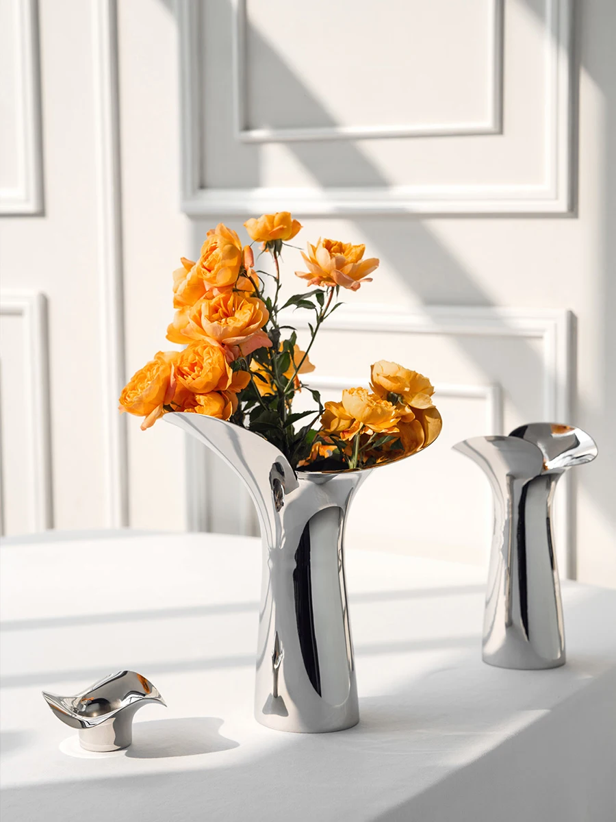 Nordic Luxury Stainless Steel Vase for Decoration Home Large Silver Vase for Room Decor Table Wedding 5