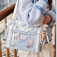 Japanese Sweet Women Ribbon Ita Bag Cute Lolita Girl Transparent Handbags Fashion Large Capacity Tote Bag Aesthetic Shoulder Bag - Image 3