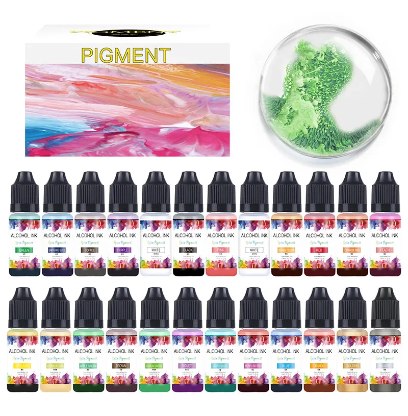 22Color 10ML Resin Liquid Colorant Dye Art Ink Alcohol Resin Pigment Ink Diffusion For DIY Crystal Jewelry Making Pigment Crafts