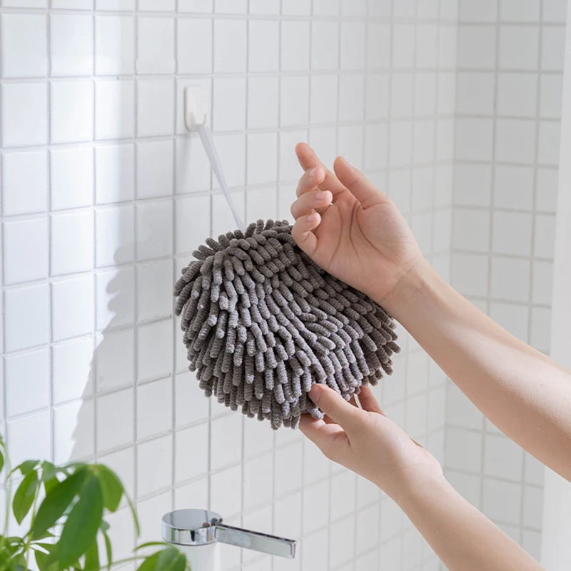 Cotton Towel Face Towel Microfiber Cleaning Towel Microfiber Towel Set Microfiber Hair Towel Chenille Hand Towels Kitchen Bathroom Hand Towel Ball with Hanging Loops
