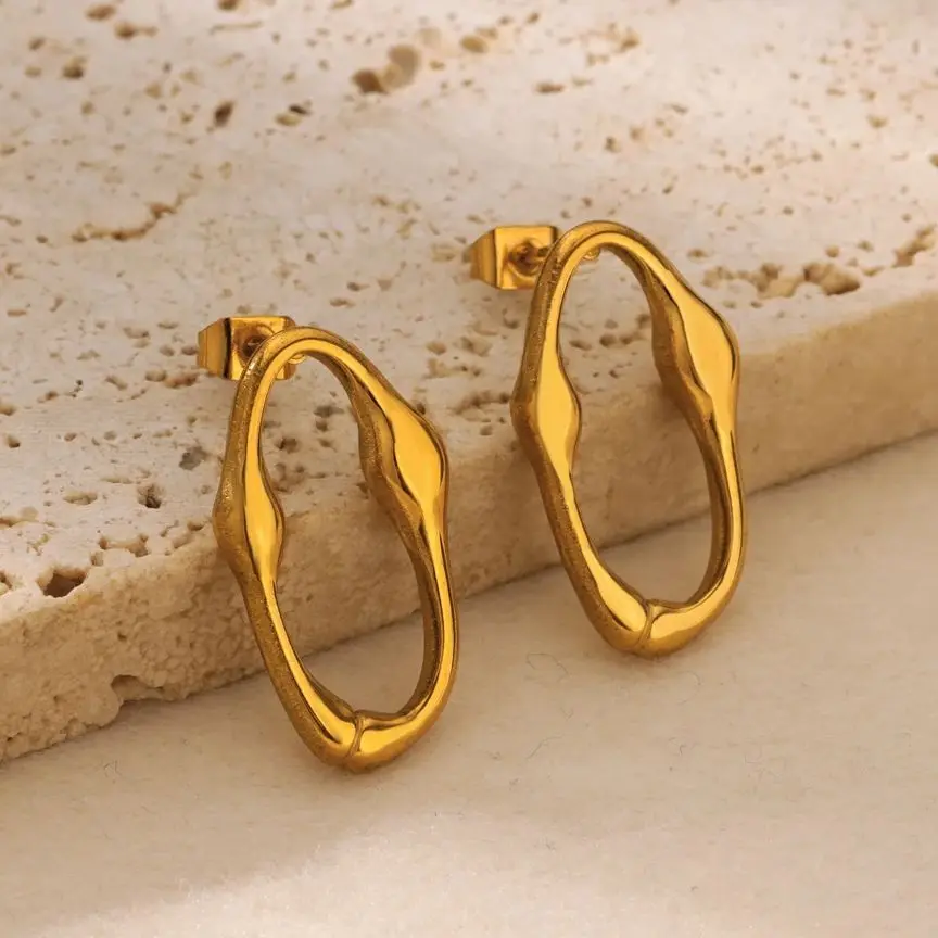 Gold Irregular Ushaped Stud Earrings For Women