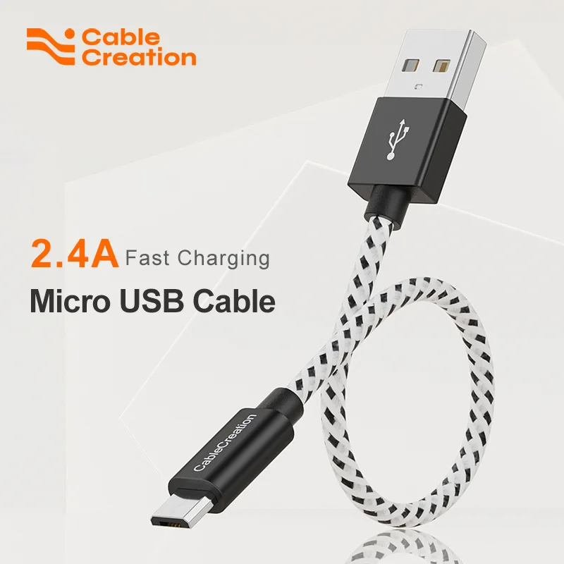 CableCreation 내구성 강화 짧은 USB A to Micro USB 나일론..
