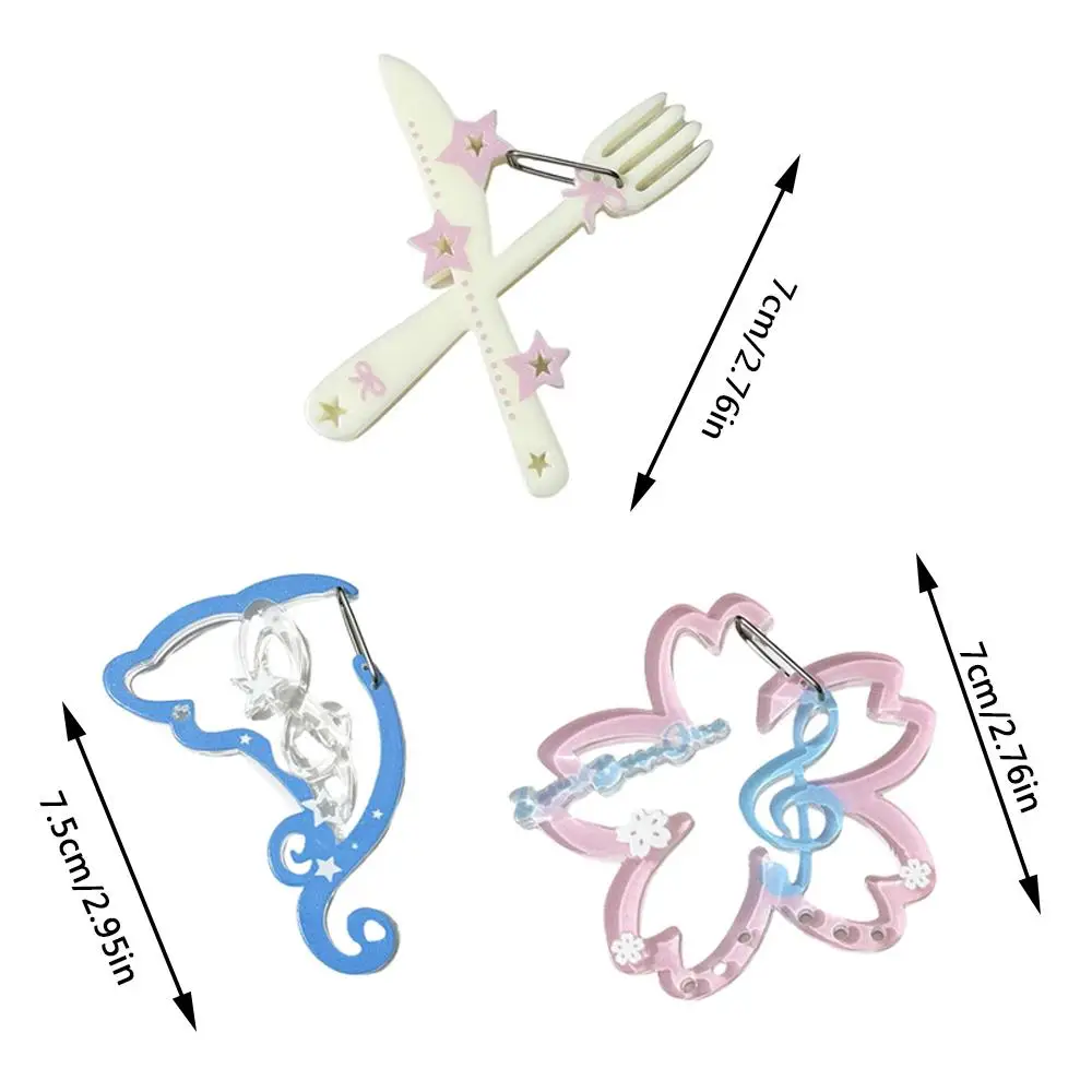 Acrylic Musical Notes Keychain Carabiner Backpack Pendant Bag Charm Korean Handbook Decor Cherry Blossom Dolphin Shape Carabiner