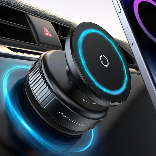 2025 New Magnetic Vacuum Car Phone Holder 360° Rotation Suction Cup Navigation Stand Bracket Car Magnetic Holder for iPhone