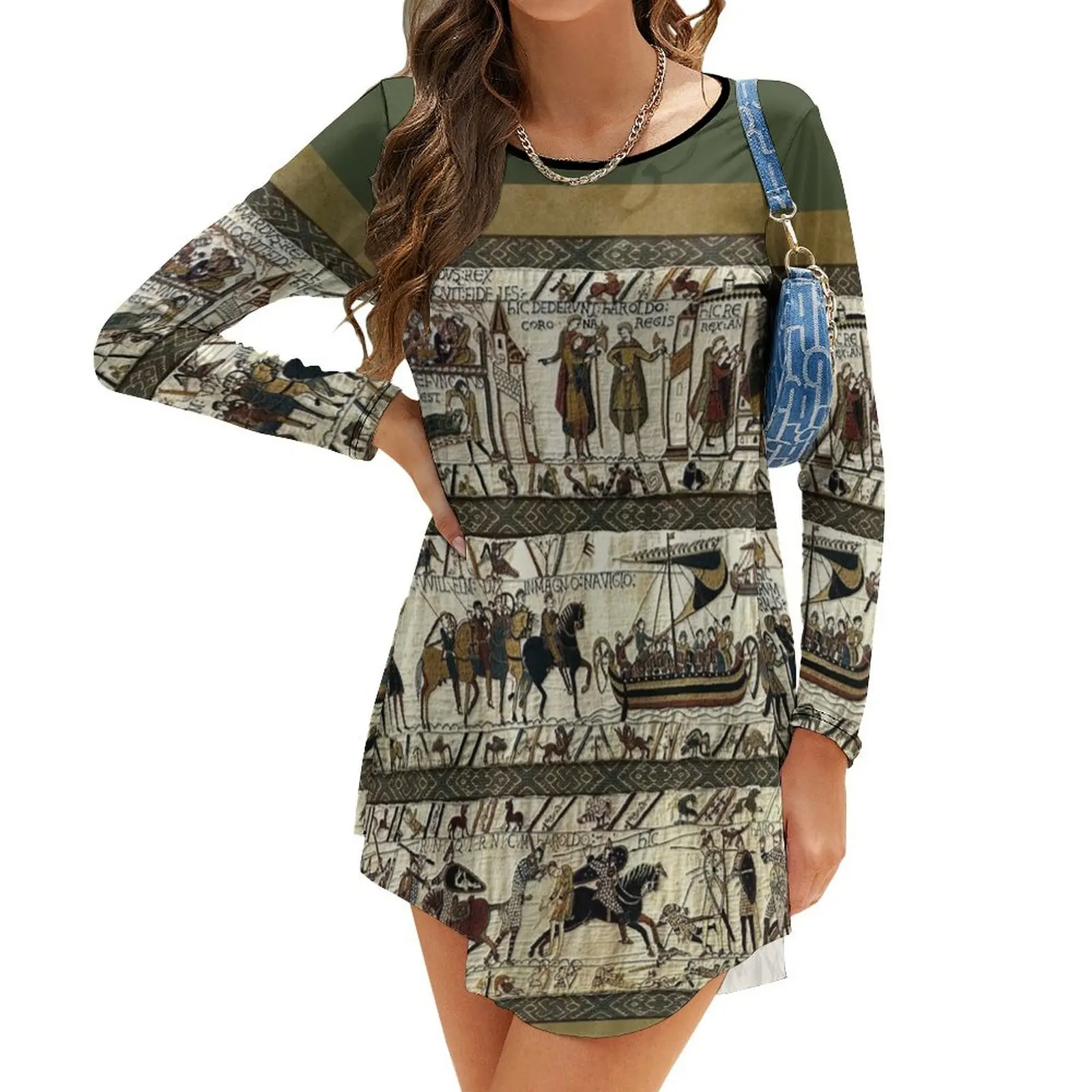 

Bayeux Tapestry Long-Sleeve Dress luxury women's party dress evening prom Dress for girls