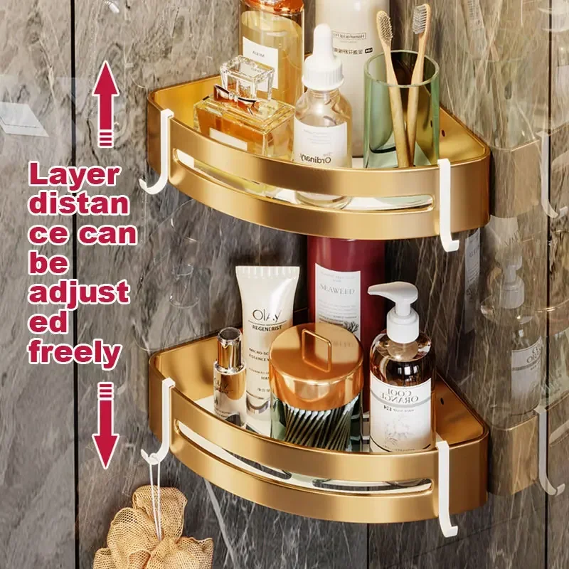 Bath Corner Shelf Non-punching Triangular Wall Toilet Rack Shampoo Shower Bedroom Organizer for Bathroom Storage Accessories 3