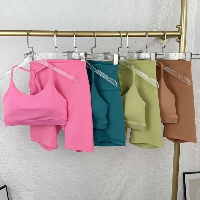 62859-b62ae8.jpg 2 Piece Women Yoga Shorts Set Tracksuit Yoga Vest High Waist Shorts Quick-Drying Comfort Elastic Running Workout Sportswear