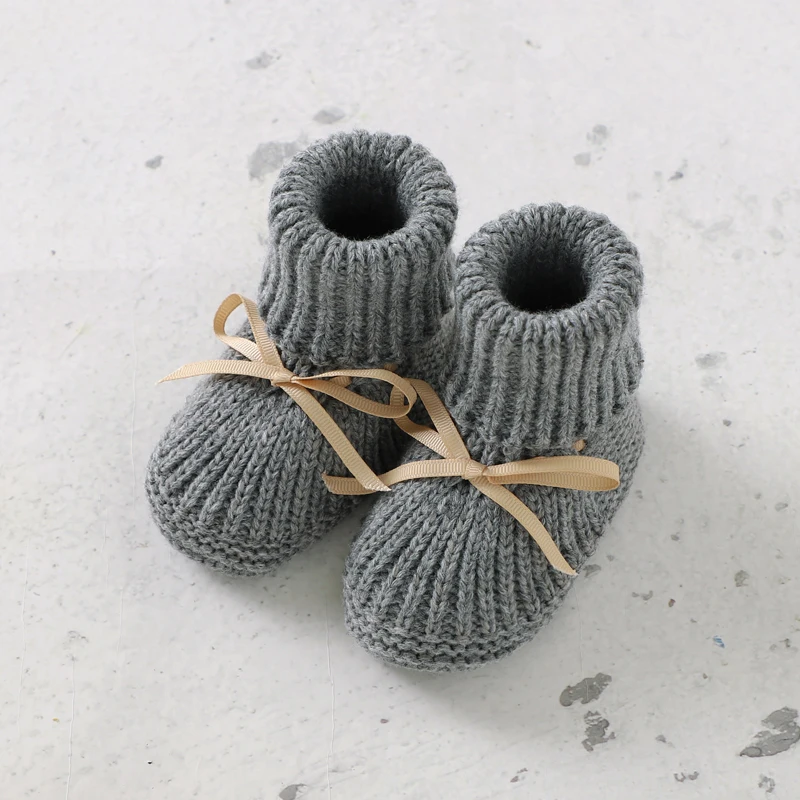 Newborn Boys Girls Indoor Floor Socks Shoes 0-18m Non-Slip Soft Bottom First Shoes 0-18m Infant Netural Solid Knitted Prewalkers 6