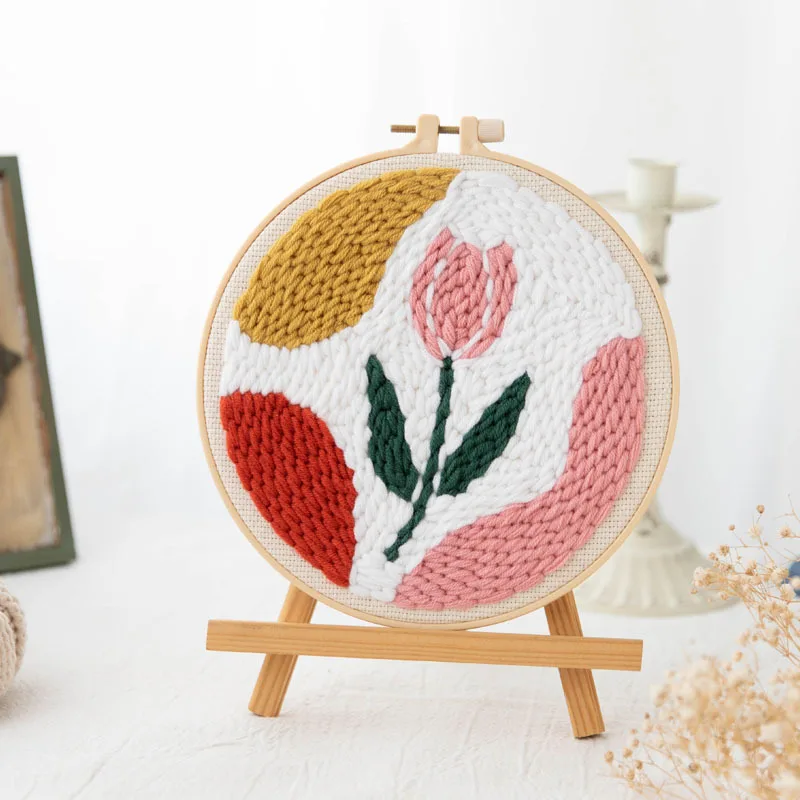 DIY Punch Needle Painting Kit With Embroidery Hoop Yarns For Beginner Magic  Needle for Embroidery Home Craft Set Kids Adult Gift