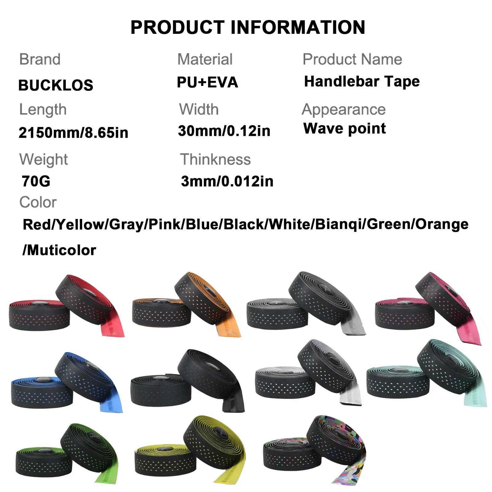 Bike Handlebar Tape BUCKLOS Anti-Vibration Road Bike Handlebar Tape PU EVA Bicycle Bar Strap Professional Racing Handle Wrap Belt Gravel Accessories