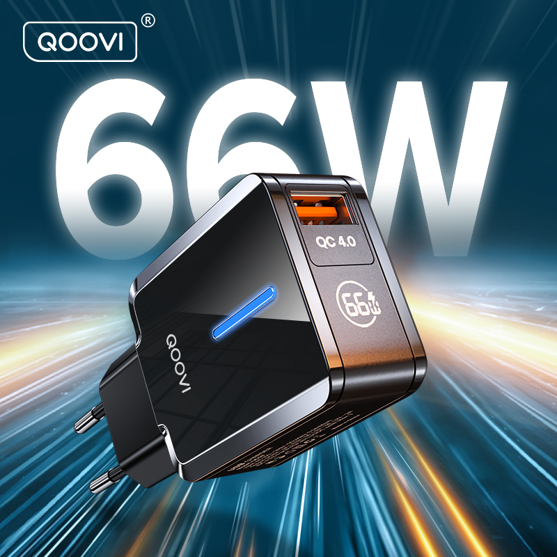 QOOVI 66W USB Charger QC 4.0 Quick Charge Mobile Phone Wall Adapter Fast Charging For iPhone 14 Samsung S23 Huawei Xiaomi Redmi