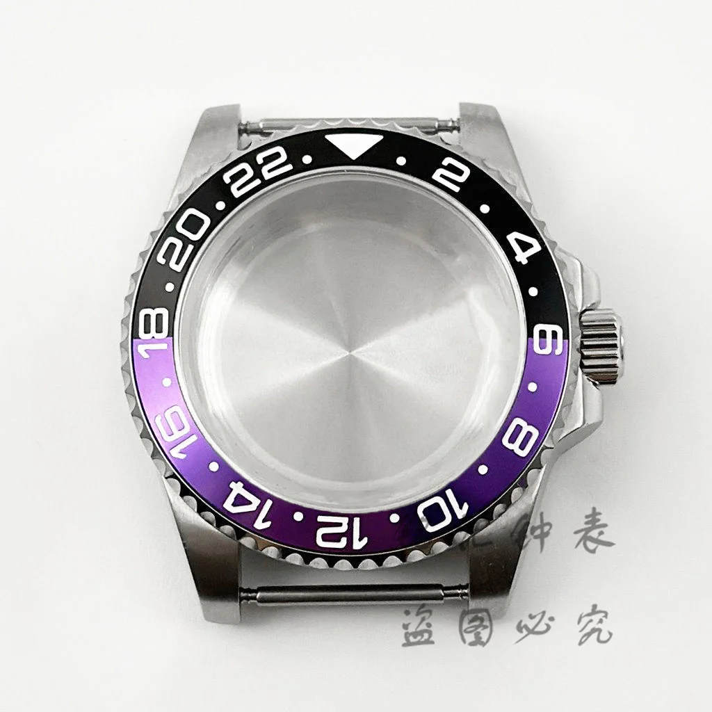 High-Quality 40MM GMT Watch Case with Aluminum Bezel, Stainless Steel Finish