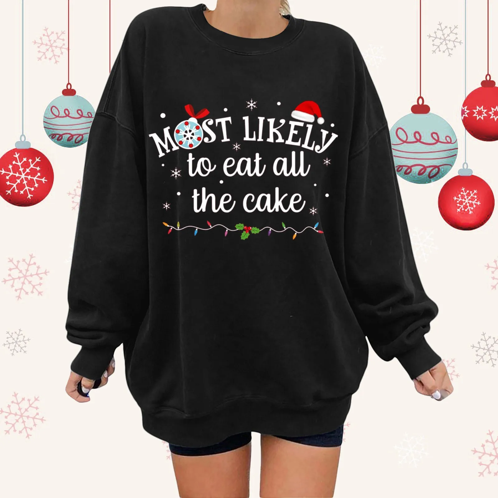 

Hoodie Crop Top Womens Oversized Crewneck Long Sleeve Casual Loose Pullover Christmas Print Tops Snap Neck Fleece Pullover Men