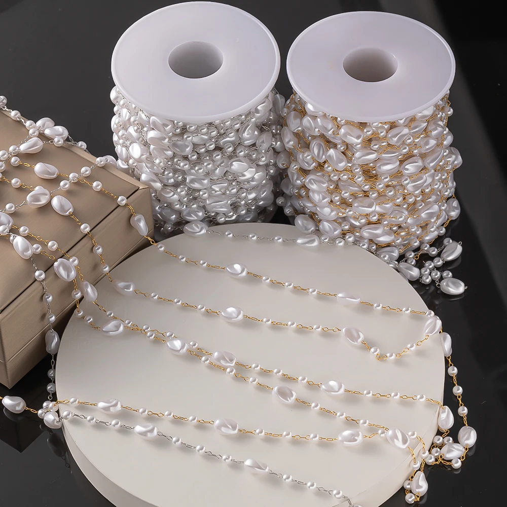 1Meter Imitation Perlen Perlen Edelstahl Ketten für DIY Halsketten Armbänder Schmuck Herstellung Zubehör Komponenten Handwerk