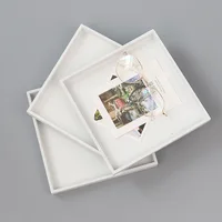 Modern Minimalist Bamboo Storage Box, Wooden Tabletop, Cosmetics, Postcard, White Solid Wood Storage Plate 1