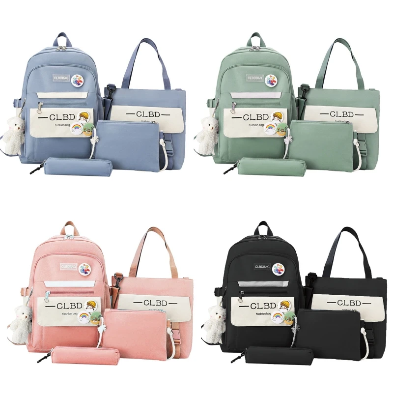 

4Pcs Harajuku Women Laptop Backpack Nylon School Bags for Teenage Girls