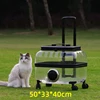 Moderna maleta transparente con ruedas para mascotas, perros y gatos, ideal para viajes, bolsa de transporte de gran capacidad