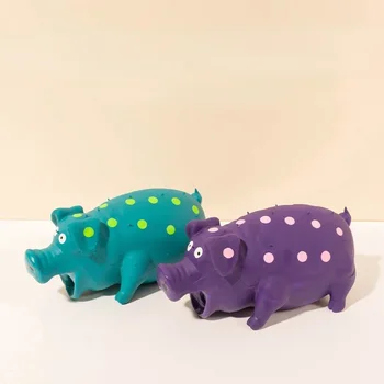 Squeaky Pig Dog Toy Durable Rubber Pig Squeaker Dog Puppy Chew Toys Latex Interactive Cute Toy for Small Medium Large Dogs 4