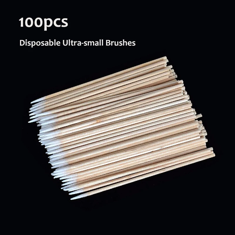 

Disposable Ultra-small Brushes Swab Lint Free Micro Brushes Eyelash Extension Tool Lash, Glue Removing Tool 100pcs Cotton Swabs