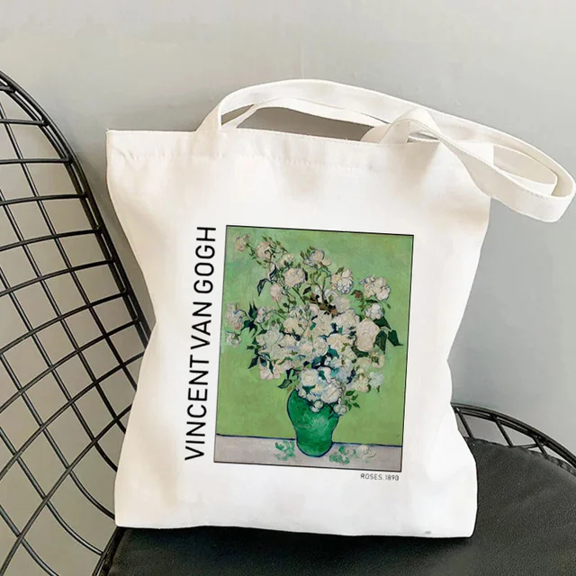 Shopper Van Gogh Img Printed Kawaii Bag Harajuku Women Shopping Bag Canvas Shopper Bag Girl Handbag Tote Bag Shoulder Lady Bag b916