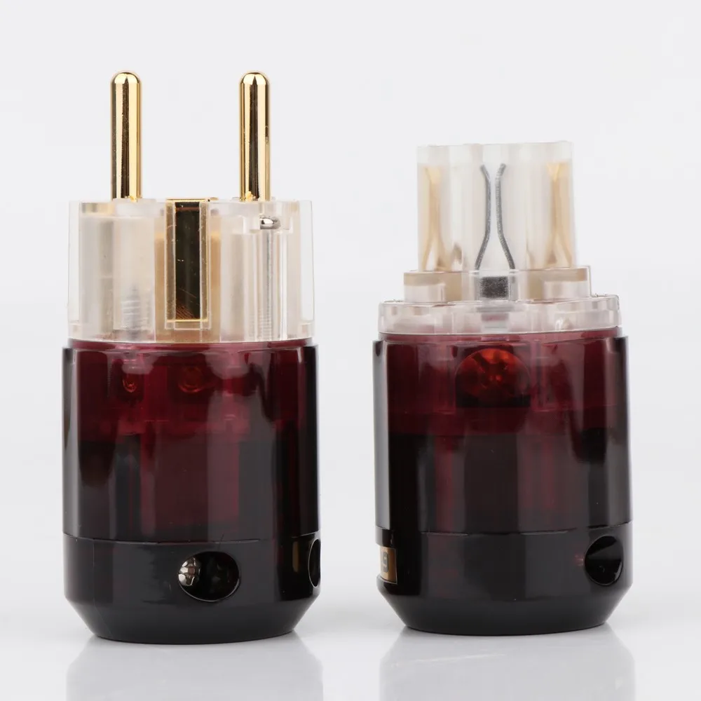 Pair P-079E+C079 High Quality Hi End 24k Gold-Plated EU Power Plug ac power cord plugs