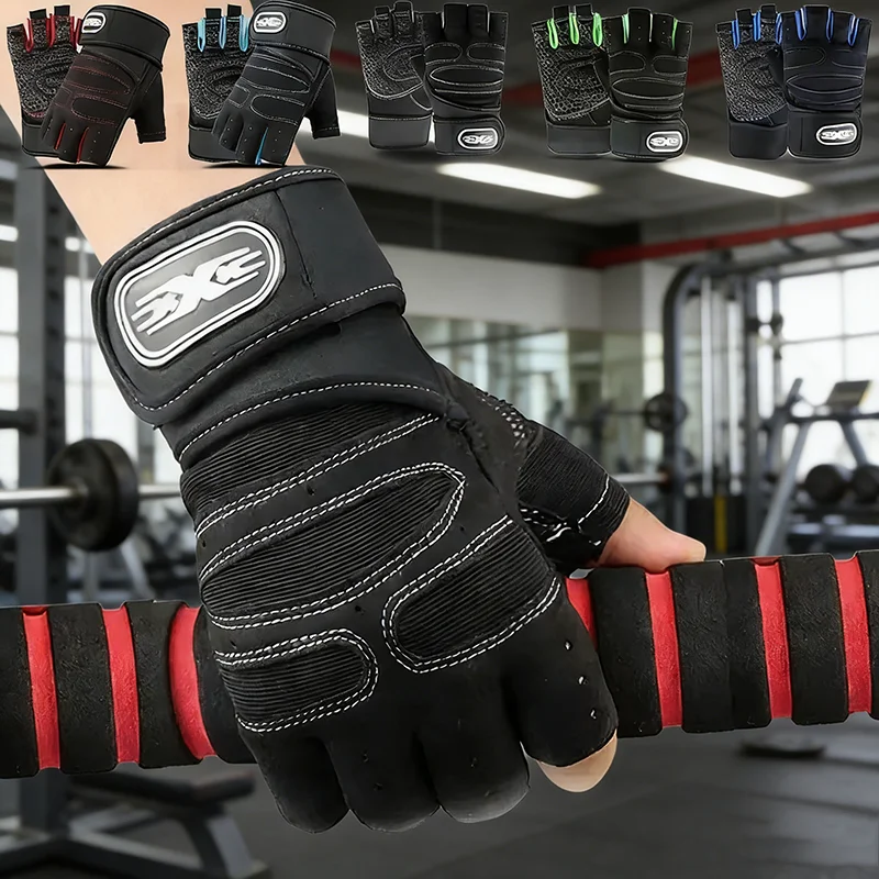 Unisex Half Finger Workout Gloves with Wrist Support