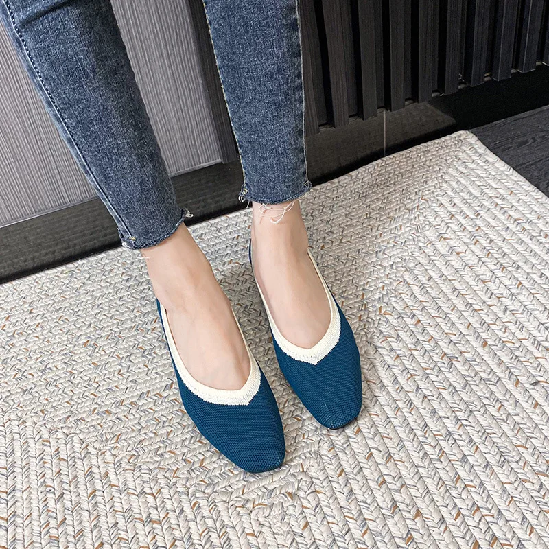 High Heels Shoes Women Pumps 2022 New Spring and Autumn Pointed Fashion Knitting Breathable Woven Plus Size 43 Lady Shoes Women