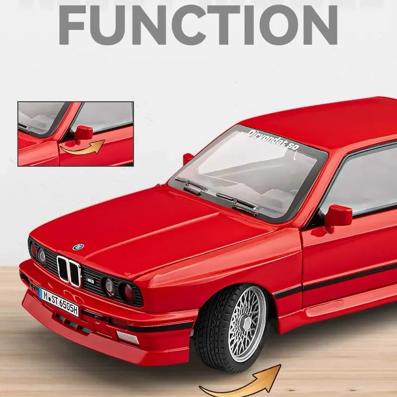 1:24 BMW M3 E30 Diecast Metal Miniature Car with Sound & Light Features