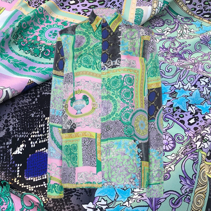 PrintedPolyesterStretchSatinFabricBrandFashionShirtPoplin