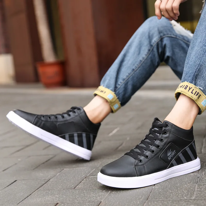 Fashion Men Sneakers High Top Sneaker Male Pu Leather Shoes Tennis Lace Up Original Vulcanized Shoe Light Men's Casual Shoes
