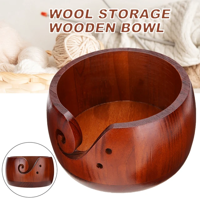 Wooden Yarn Bowl With Lid Handmade Wool Storage Bowl For Knitting Needle  Organizer Holder Crochet Sewing Supplies - AliExpress