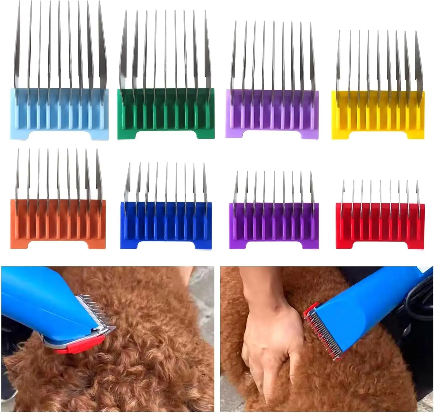 Wahl Bravura, Arco, Chromado, Figura, Motion, Pet, Dog Clipper와 호환되는 스테인레스 스틸 동물용 부착 가이드 빗