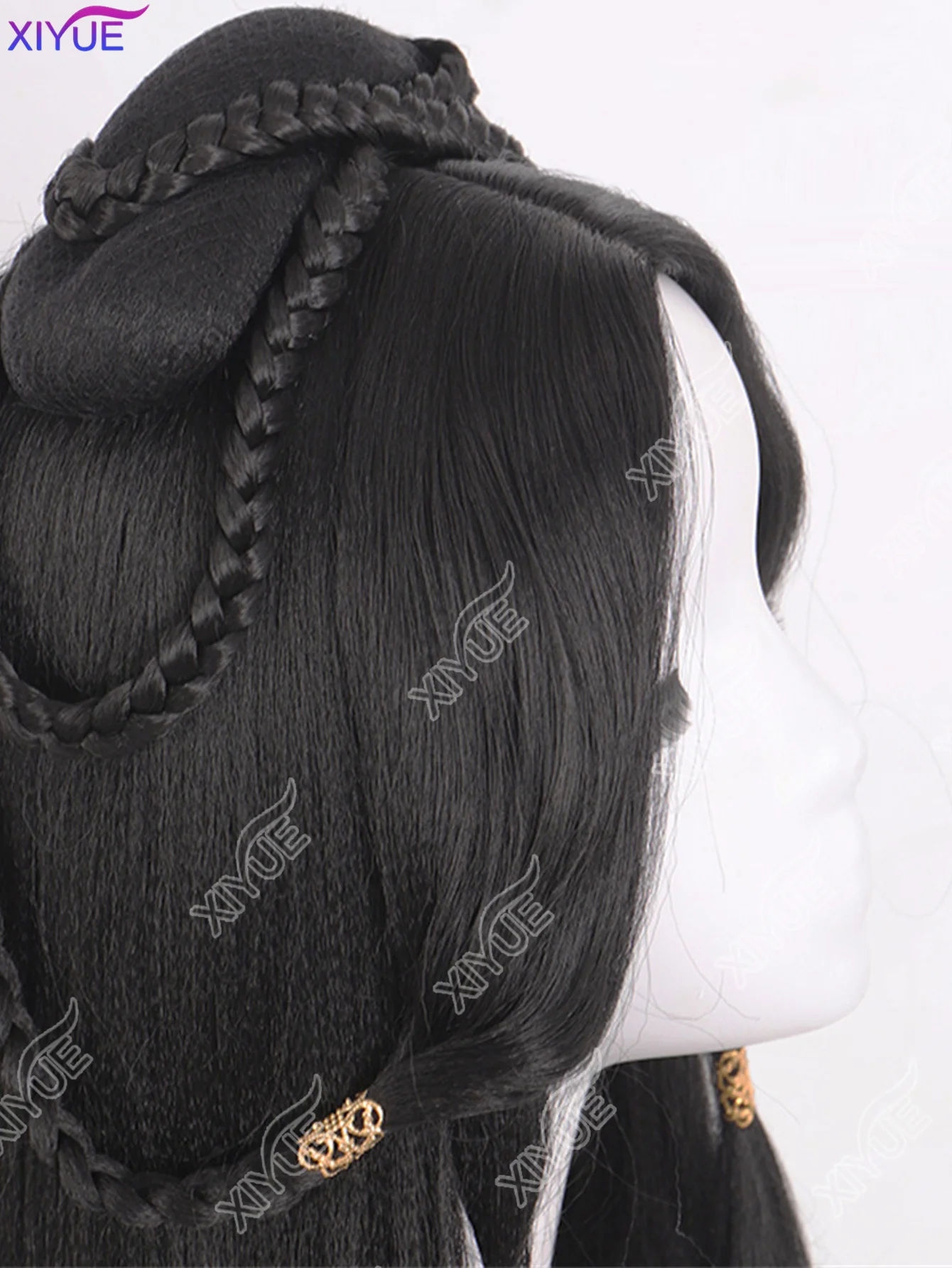 Hanfu Wig Headband Women Chinese Style Synthetic Hair Piece Antique Modelling Cos Pad Hair Accessories Headdress Black