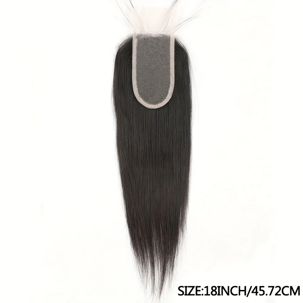 Straight Human Hair Lace Closure 2x4 Hand Tied with Pre-plucked Baby Hairs Middle Part Natural Color for All Women