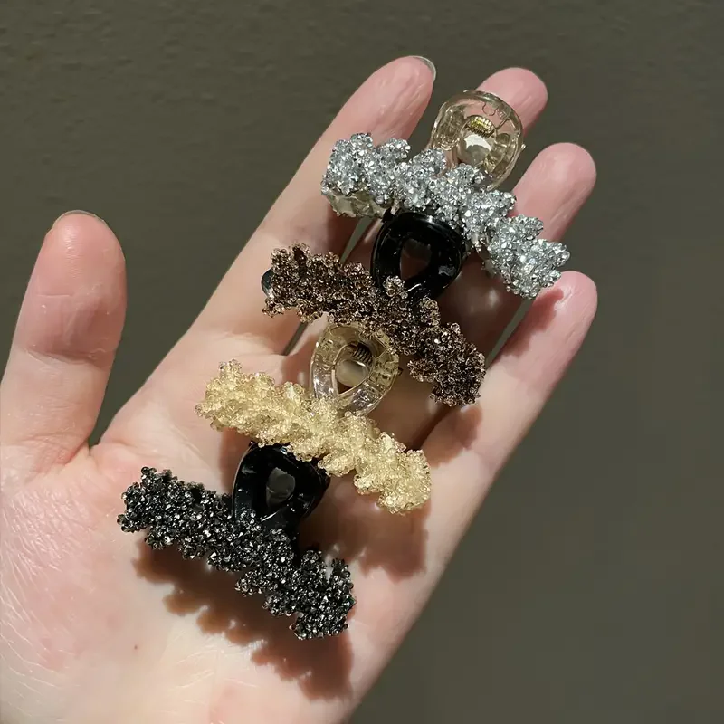 Elegant 4-piece set of colorful rhinestone half woven hair clips, high-end temperament side and bangs clip women's hair clip 4