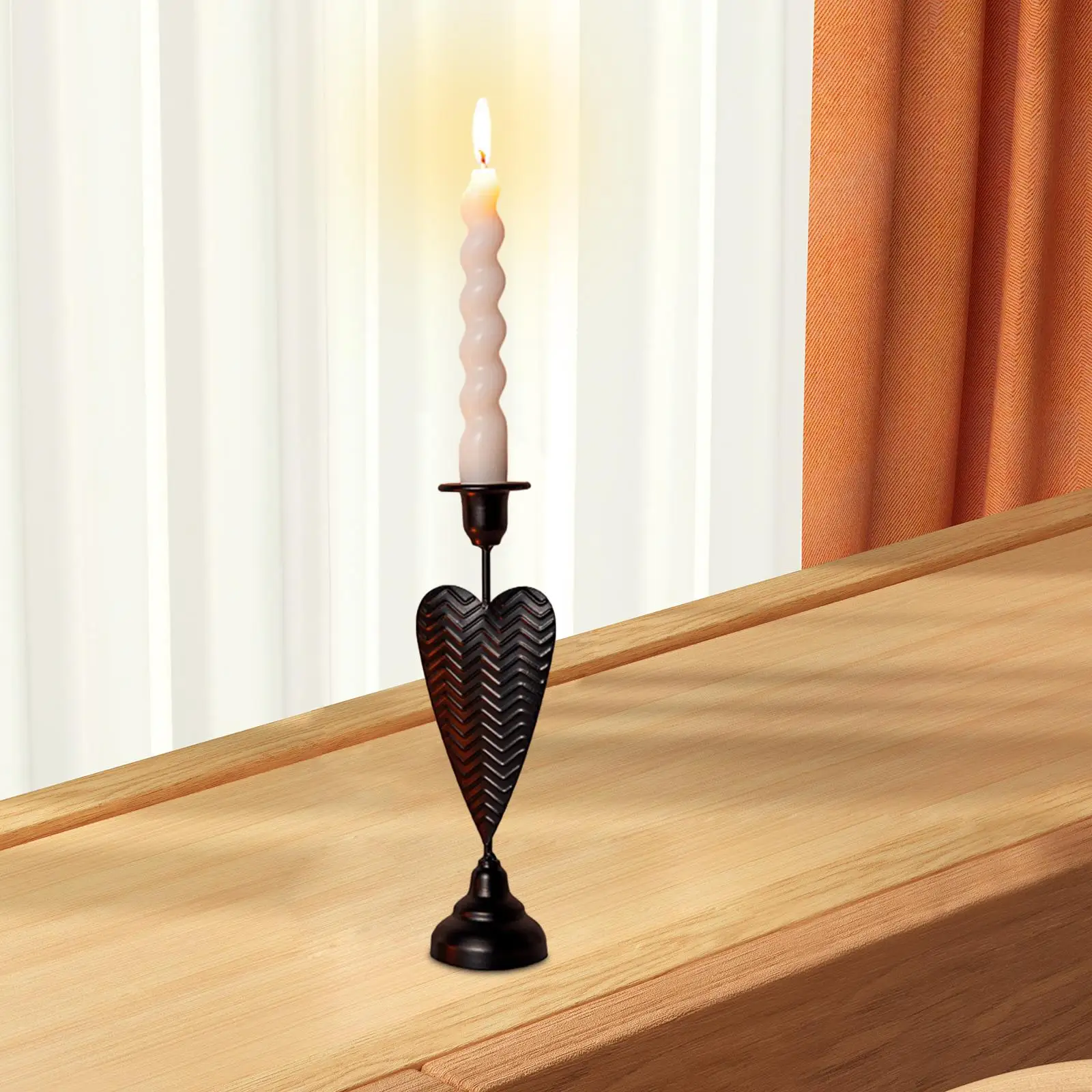 Black Iron Taper Candle Holder Elegant Decorative Table Ornament Table