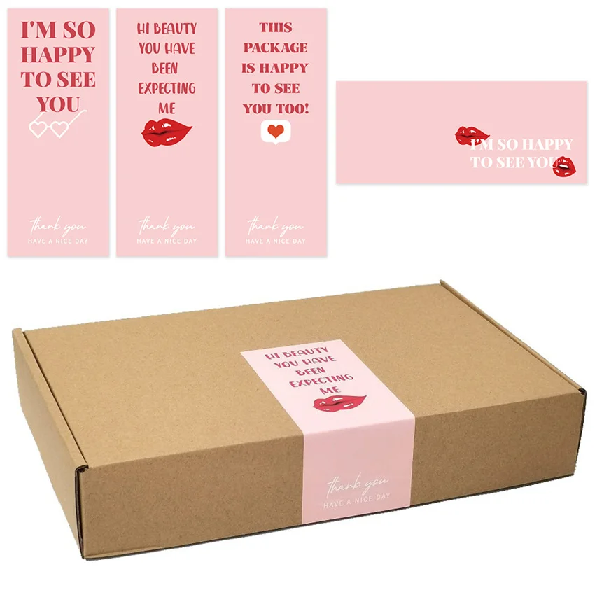 

50Pcs "This package is happy to see you too" seal labels stickers Pink Thank You Stickers Gift Packaging Small Business Decor