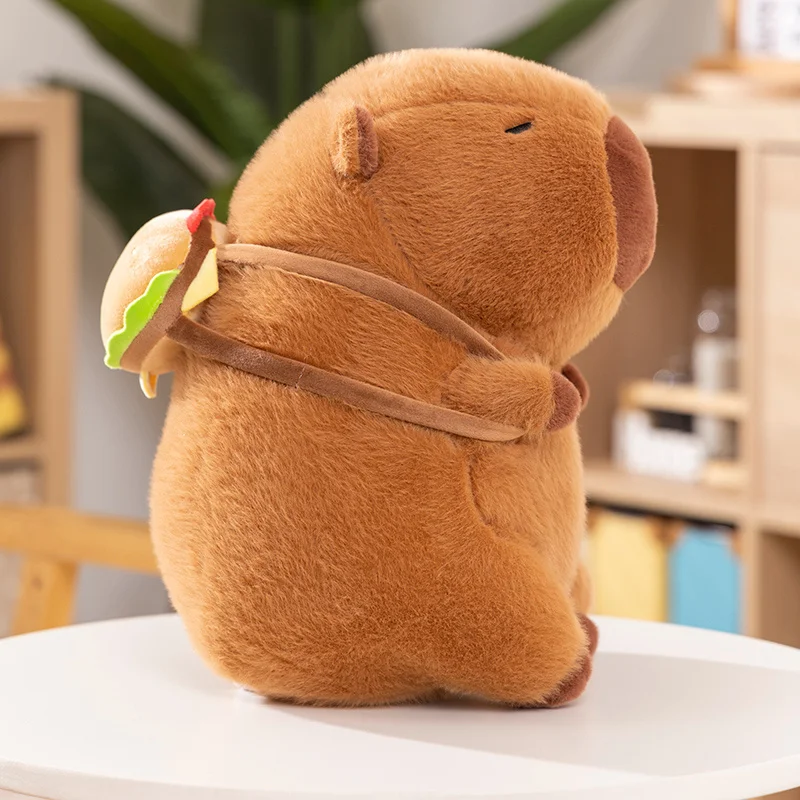 햄버거 플러시 장난감과 Capybara 동행 장난감 박제 동물 강아지 인형 장난감 수면 베개 어린이 생일 선물 홈 장식