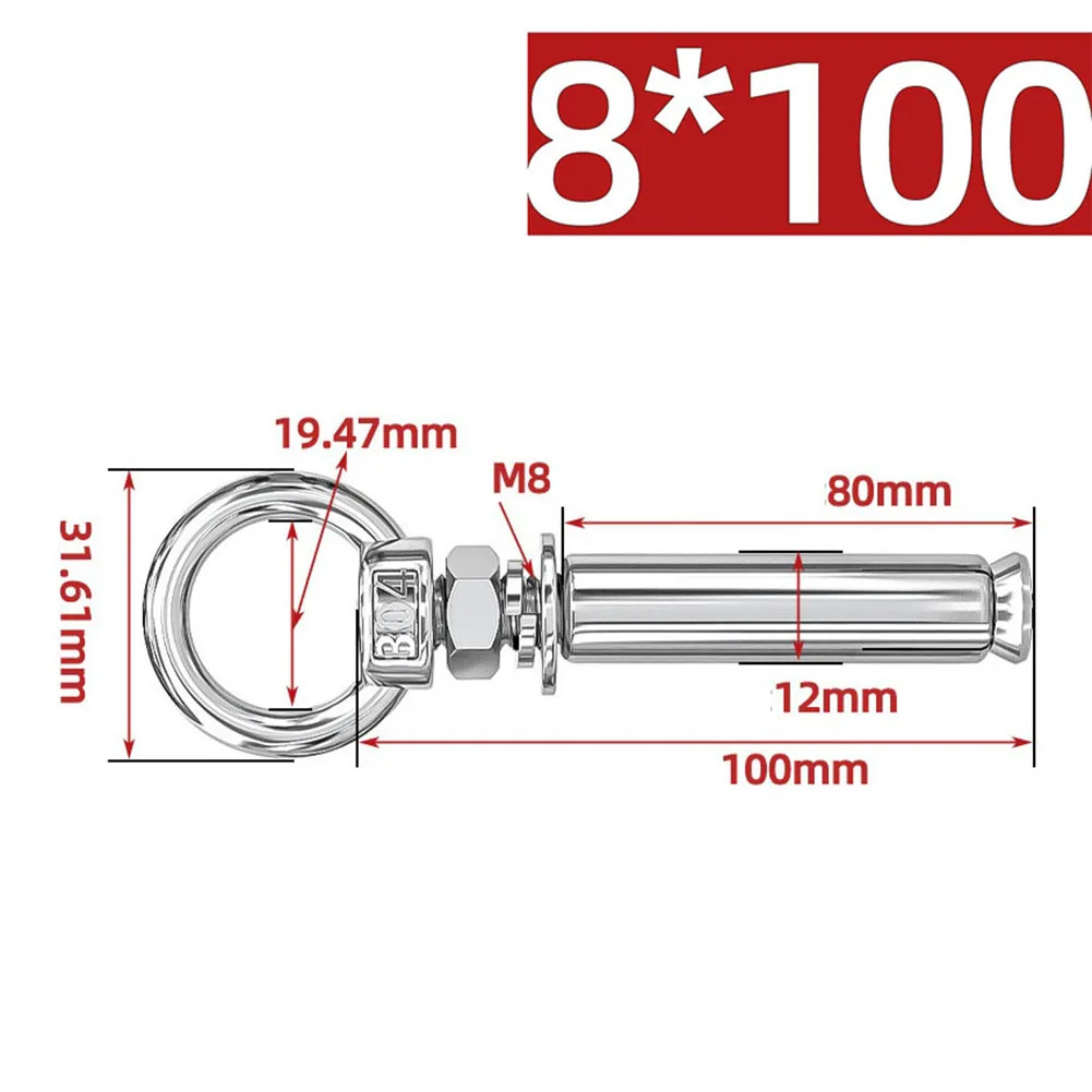 1 Stück 304 Edelstahl Expansionsschrauben mit Ringhaken Anker Beton Expansion Ringschraube Expansionsschrauben 50–150 mm Schraubenlänge – Detail 11