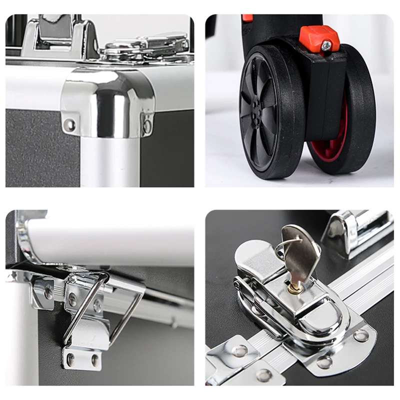 Professional 2/3/4 layers trolley makeup suitcase portable cosmetic trolley luggage box nail tattoo embroidery beauty toolbox Pull Bar Suitcase