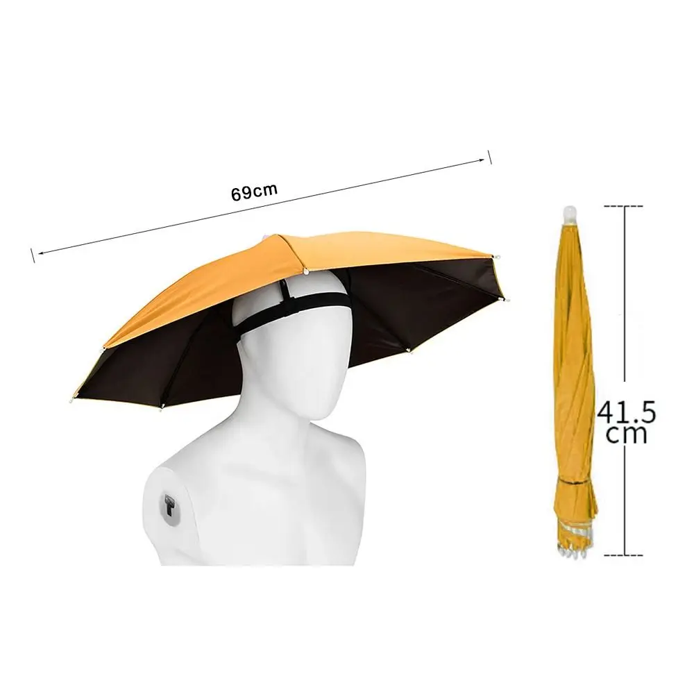 New Head Umbrella Hat Sunshade Windproof Elastic Band Rain Gear Head Hats Portable Head Wearing Umbrella