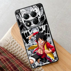 Black Soft Phone Cover with One Piece Cartoon Comic Design - Redmi Note 10 (Mix01)